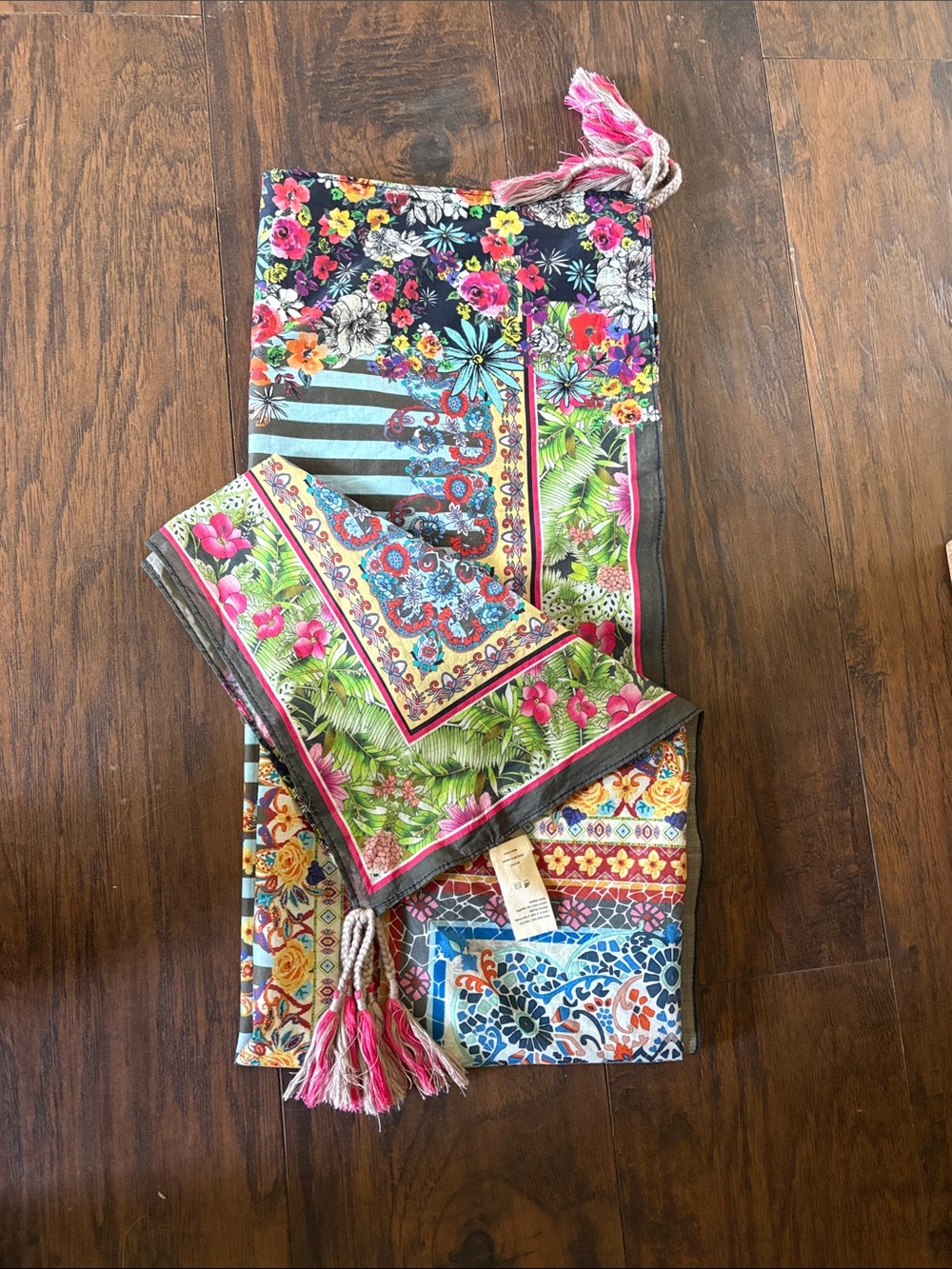 Johnny Was Multicolor Floral scarf - Blue, Pink, Green